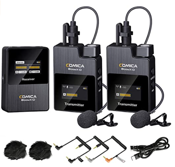 Comica BoomX-D2 Microfono wireless 2.4G Dual Lavalier con 2 trasmettitori 1 ricevitore