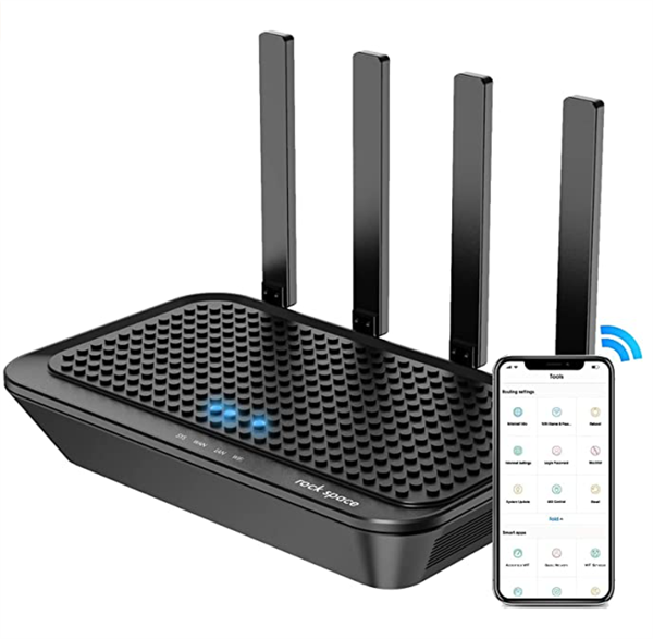 Rock Space AC2100 Router WLAN WiFi dual band con Access Point/WPS/4x Gigabit LAN/USB 2.0/APP, copertura fino a 160 ㎡