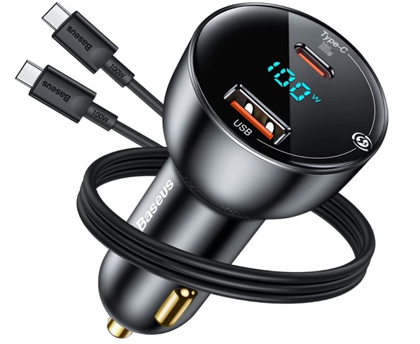 Baseus Caricabatterie Accendisigari da Auto USB A/C rapidissimo da 100W