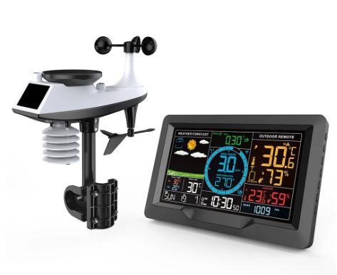 NicetyMeter 5 In 1 Stazione Meteorologica locale 2 zone di temperatura e umidità, Pressione, velocità direzione e raffiche del vento, Misurazione Pioggia