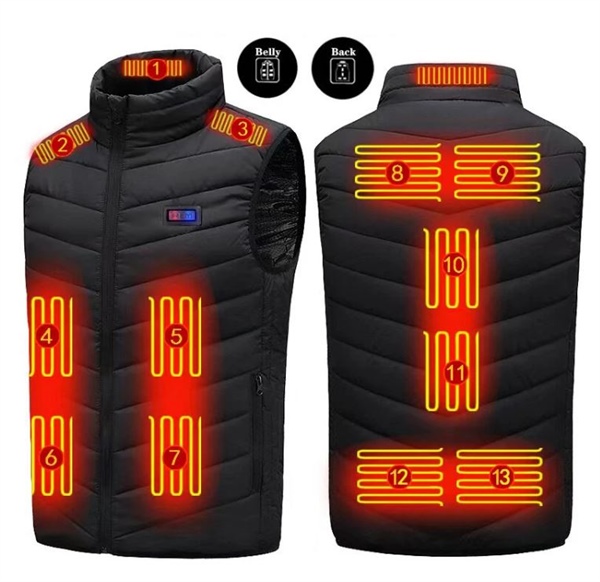 TENGOO HV Gilet riscaldato a 13 aree unisex oversize con 3 regolazioni di temperatura lavabile in acqua porta USB A