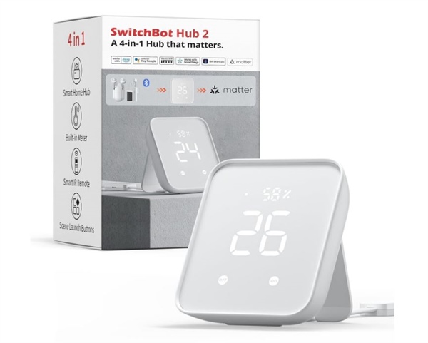 SwitchBot Hub 2, Termometro Igrometro WiFi, Telecomando con IR, collega i dispositivi SwitchBot alla Rete Wi-Fi Supporta Matter