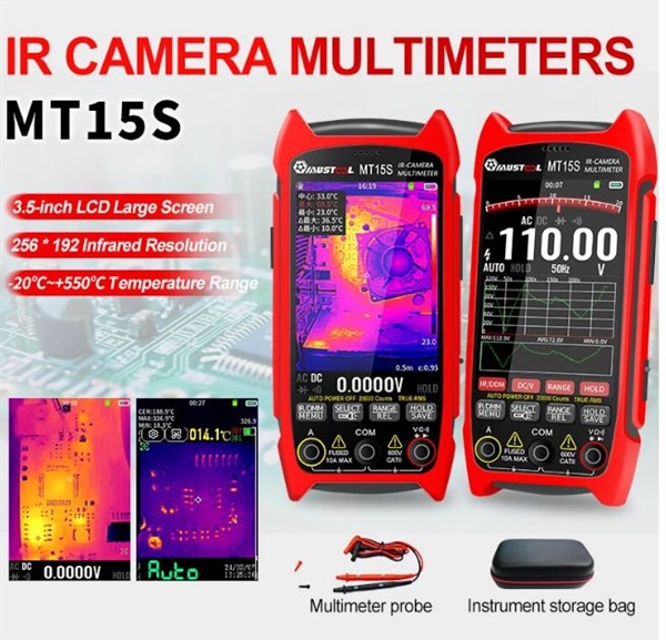 MUSTOOL MT15S PRO 256x192 Camera Termografica e Tester per Circuiti Stampati Gamma 550°C Frequenza 25Hz 15 Modalità di Colore Misurazione Alta Tensione 20000 Contatori Multimetro con Obiettivo Macro